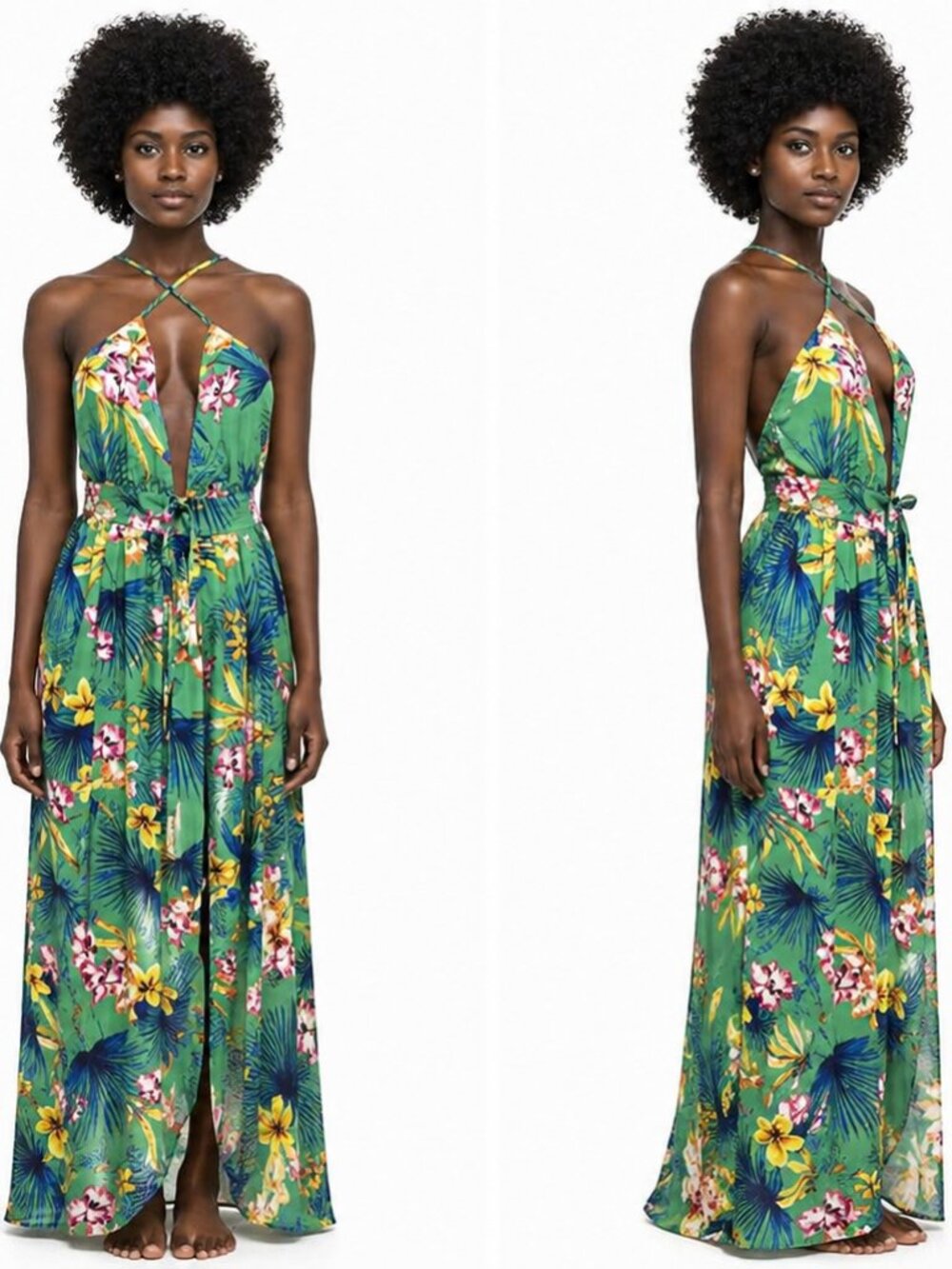 Tropical Floral Halter Maxi Dress 🌴✨